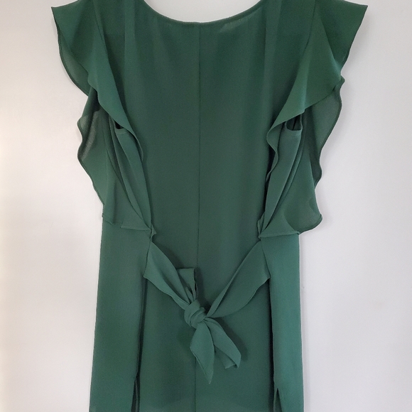 DIP Classy Frilly Forest Green Tie Blouse Size S - Picture 4 of 5